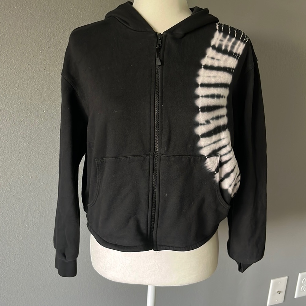 Heroine Sport Black Tie Dye Zip Up Cropped Hoodie